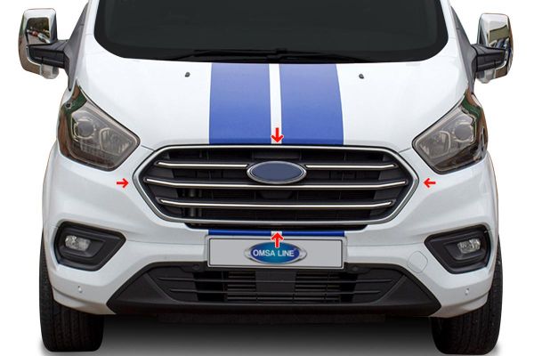 OMSA Ford Transit Tourneo Custom Krom Ön Panjur Çerçevesi 4 Parça 2018 ve Sonrası