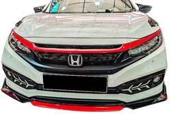 Body Kit » Plastik - Honda Civic FC5 Ön Tampon Lip Flaplı Piano Kırmızı ABS 2016 ve Sonrası