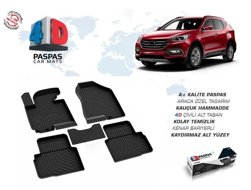4D Paspas - Hyundai Tucson 4D Havuzlu Paspas Siyah 2015-2020 Arası