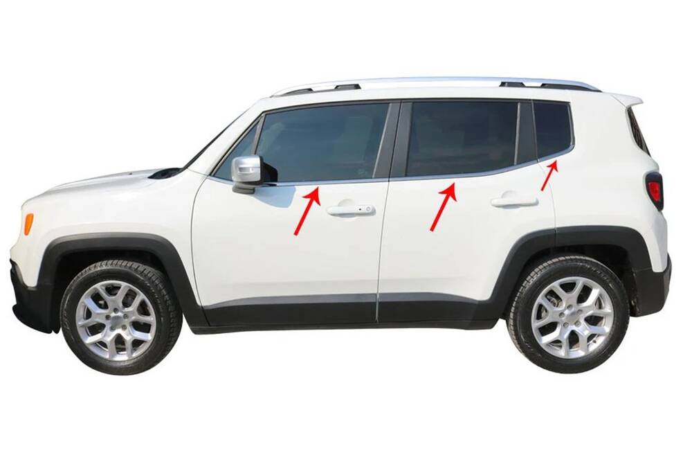 Omsa Jeep Renegade Siyah Krom Cam Alt Çıtası 6 Parça 2014 Ve Sonrası