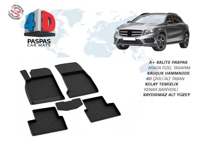 Mercedes GLA Class 4D Havuzlu Paspas Siyah 2013 ve Sonrası - Thumbnail