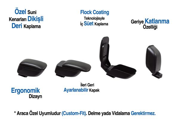 OMSA Dacia Logan MCV Kol Dayama Siyah Sürgülü 2006-2020 Arası