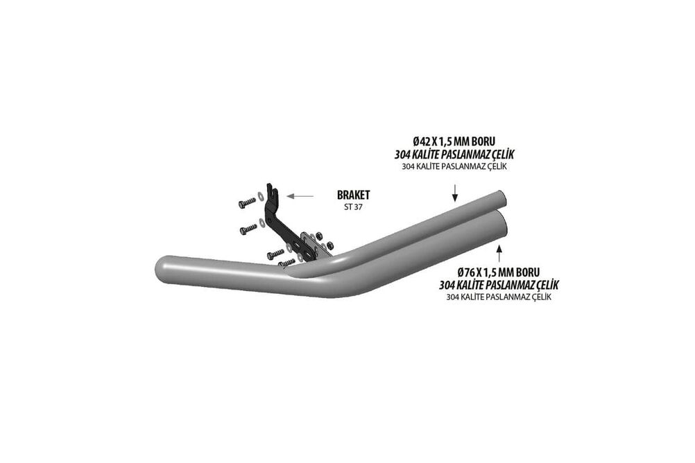 OMSA Mitsubishi L200 Vegas Ön Alt Koruma Krom Çap:76-42 2019-2023 Arası