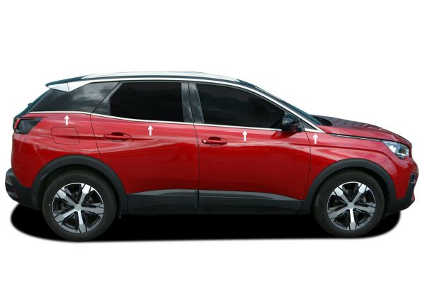 OMSA Peugeot 3008 Krom Cam Alt Çıtası 8 Parça 2016-2023 Arası