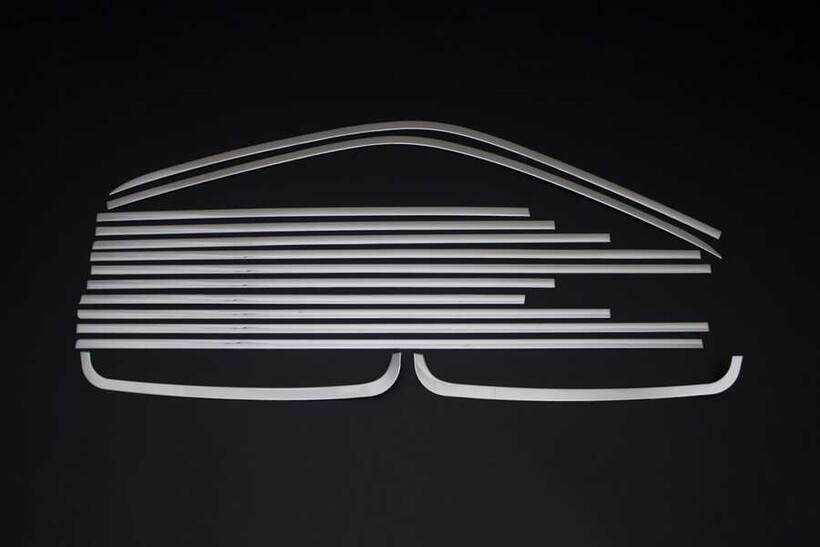 OMSA VW T6 Krom Cam Çerçevesi 14 Parça Çift Sürgülü Kısa Şase 2015-2019 Arası - Thumbnail