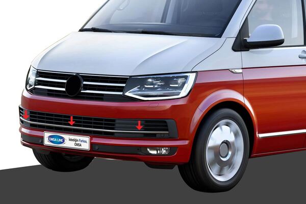 OMSA VW T6 Transporter Krom Ön Tampon Alt Çıtası 3 Parça 2015-2018 Arası