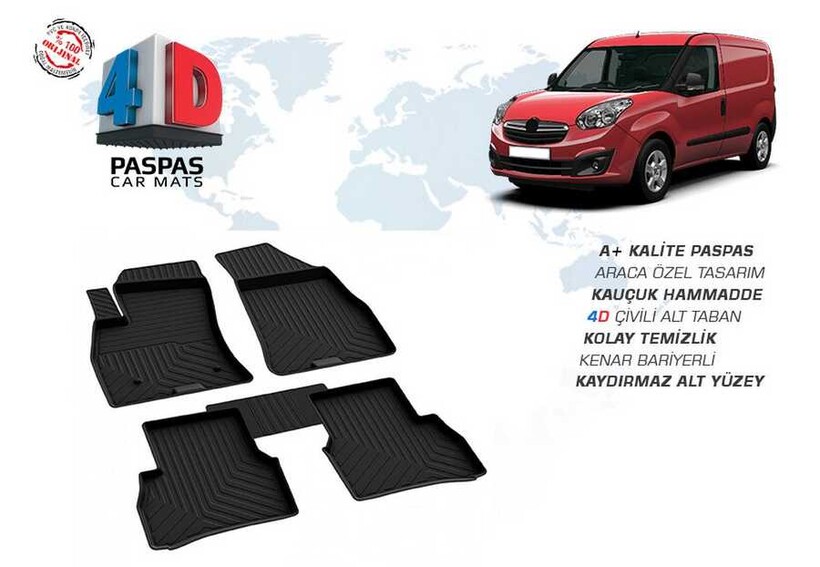 4D Paspas - Opel Combo D 4D Havuzlu Paspas Siyah 2010-2018 Arası