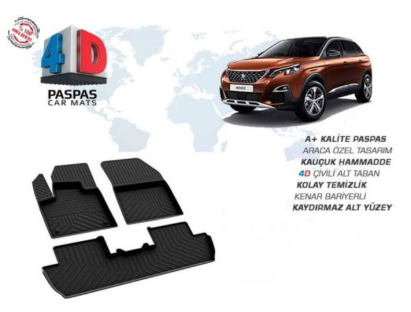 Peugeot 3008 GT-Line 4D Havuzlu Paspas Bagaj Havuzu Seti 2016 ve Sonrası