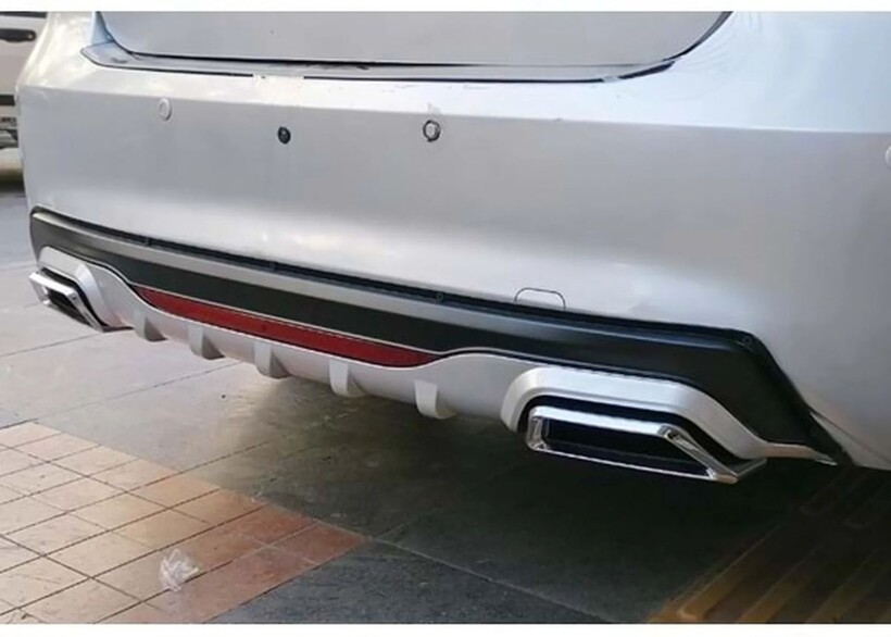 Body Kit » Plastik - Universal Difüzör AMG Plus G 2 Krom Kare Egzos Gri-Mat Siyah ABS