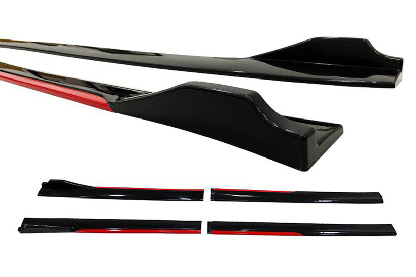 Body Kit » Plastik - Universal Race Flaplı Marşpiyel Kırmızı Piano Black ABS