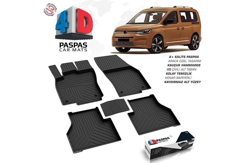 VW Caddy 4D Havuzlu Paspas Siyah 2021 ve Sonrası - Thumbnail