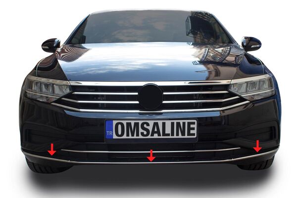 OMSA VW Passat B8.5 Krom Ön Tampon Alt Çıtası 3 Parça 2019 ve Sonrası